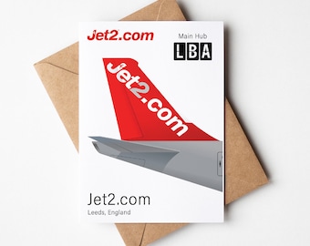 Biglietto d&#39;auguri Jet2, cartolina Jet2 minimalista 5 x 7 pollici (12,7 x 17,78 cm)