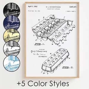 Egg Carton Blueprint Poster, Egg Carton Patent Wall Art Minimalistic, Gift Decor [UNFRAMED]