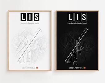 Póster del aeropuerto de Lisboa, impresión minimalista de Portugal, decoración de regalo [SIN MARCO]