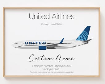 United Airlines Poster, United Airlines Print Custom Minimalistic [UNFRAMED]