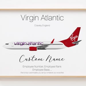 Poster Virgin Atlantic, stampa Virgin Atlantic personalizzata minimalista [SENZA CORNICE]