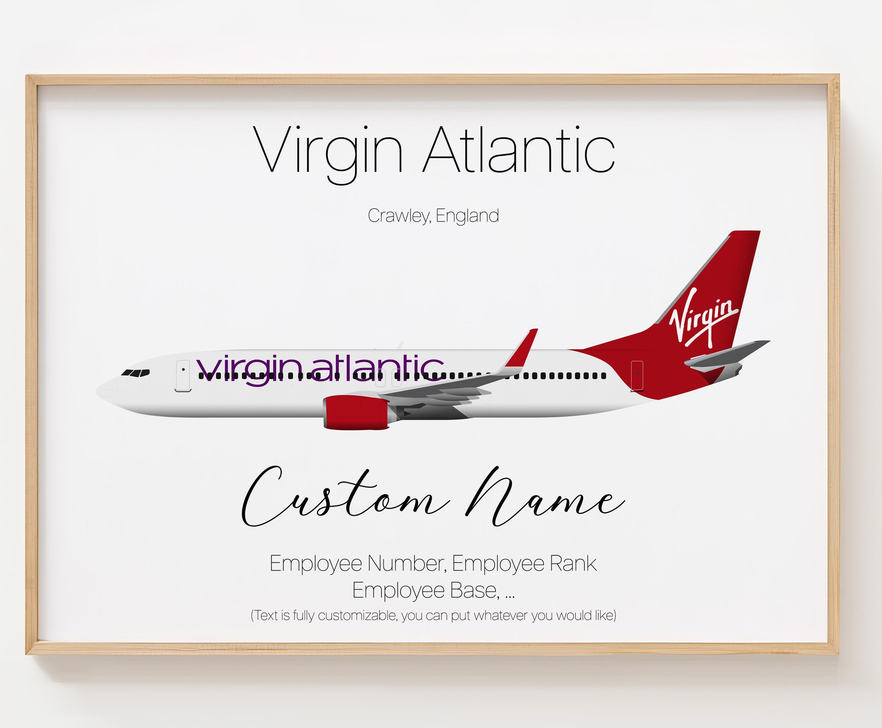 Virgin Atlantic Poster, Virgin Atlantic Print Custom Minimalistic 