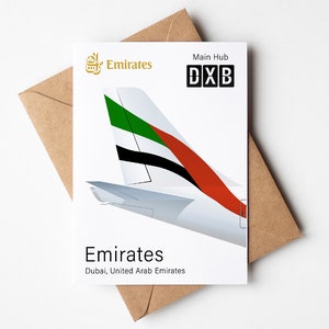 Carte de voeux Emirates, carte postale Emirates minimaliste 5 x 7 po. (12,7 x 17,78 cm)