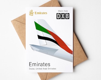 Emirates Greeting Card, Emirates Postcard Minimalistic 5x7in (12.7x17,78cm)