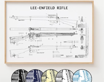 Affiche de plan pour carabine Lee-Enfield, art mural breveté pour carabine Lee-Enfield, minimaliste, décoration cadeau [SANS CADRE]