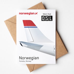 Biglietto di auguri norvegese, cartolina norvegese minimalista 5 x 7 pollici (12,7 x 17,78 cm)