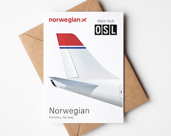 Norwegian Greeting Card, Norwegian Postcard Minimalistic 5x7in (12.7x17,78cm)