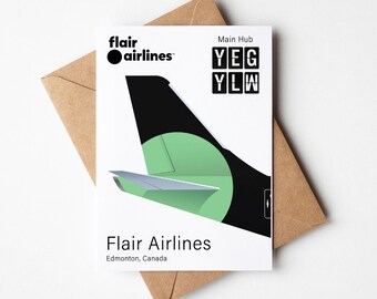 Flair Airlines Greeting Card, Flair Airlines Postcard Minimalistic 5x7in (12.7x17,78cm)