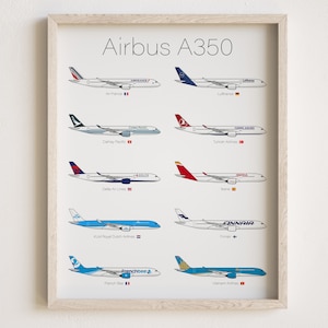 Airbus A350 Poster, Airbus A350 Print Airplanes Lineup [UNFRAMED]