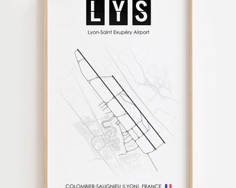 Póster del aeropuerto de Lyon, Francia, impresión minimalista, decoración de regalo [SIN MARCO]