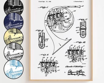 Valthornsritning, Valthornspatentväggkonst minimalistisk, presentdekor [URAMAD]