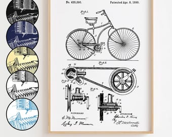 Bicycle Blueprint Poster, Bicycle Patent Wall Art Minimalistic, Gift Decor [UNFRAMED]