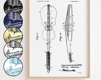 Violin Blueprint Poster, Violin Patent Wall Art Minimalistic, Gift Decor [UNFRAMED]