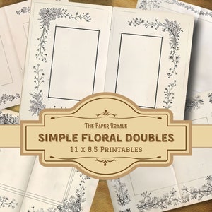20 semplici doppie floreali, cornici, bordi, documenti di diario spazzatura, 11x8,5 pollici, stampabili, doppie pagine, Scrapbooking, Download digitale