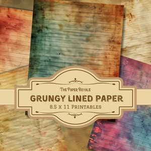22 grungy gelinieerd papier, neutrale dagboekpagina's, 8,5x11 inch, afdrukbaar, scrapbooking, digitale download, junk journal