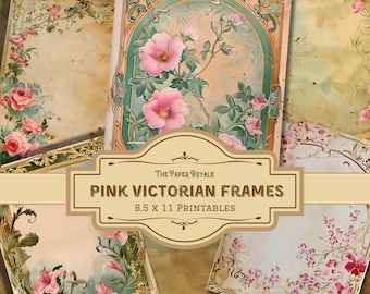 20 feuilles de journal bordures roses victoriennes, kit de journal indésirable, 8,5 x 11 pouces, imprimable, design élégant, scrapbooking, téléchargement numérique