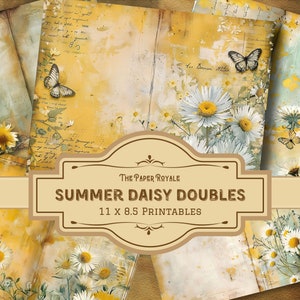 15 Summer Daisy Doubles, Pagine del diario spazzatura, 11x8,5 pollici, Stampabile, Doppia pagina, Scrapbooking, Download digitale