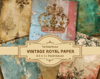 25 papiers royaux vintage, 8,5 x 11 pouces, imprimables, sur le thème de la royauté, scrapbooking, téléchargement numérique, pages de journal indésirable
