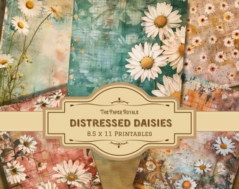 Distressed Daisy Papers: Vintage Floral Scrapbook (Digital Download)