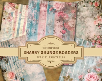 35 Shabby Grunge Borders, 8.5x11 inch, Printable, Decorative Borders, Scrapbooking, Digital Download, Junk Journal Pages