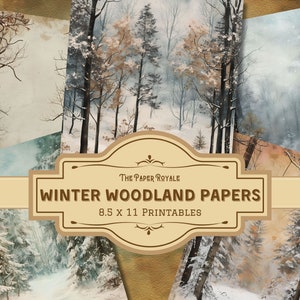 28 artigos do Winter Woodland Journal, páginas de lixo eletrônico, 8,5 x 11 polegadas, para impressão, inspirado na natureza, álbum de recortes, download digital, registro no diário