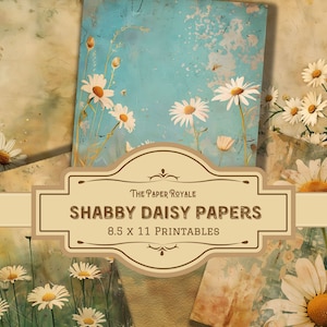 27 papiers Shabby Daisy, papiers de journal vintage, pages de journal indésirable, 8,5 x 11 pouces, imprimable, design floral, scrapbooking, téléchargement numérique