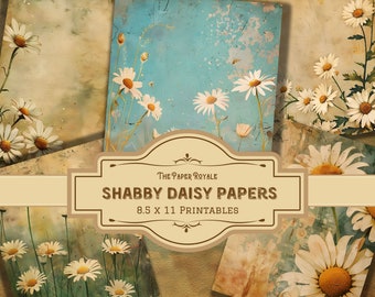 Shabby Daisy Journal Pages: Vintage Floral Scrapbook Paper (Digital Download)