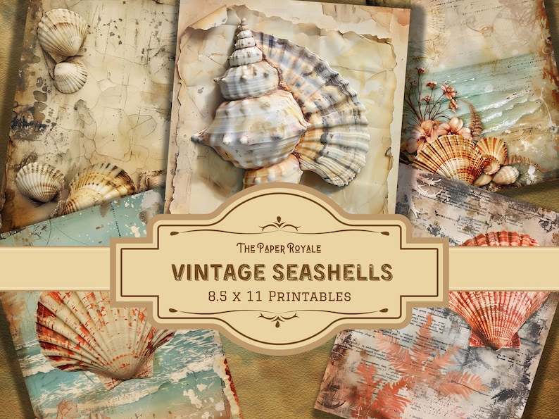 Explore the vintage allure of the ocean with these 21 Vintage Seashell Papers, perfect for adding a nautical touch to your crafting.