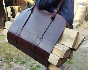 Personalized Leather Firewood Log Carrier with brass hardware, Water proof heavy duty indoor outdoor log carrier firewood tote Gift for dad