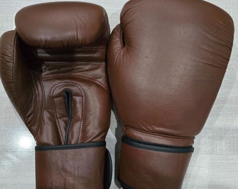 Brown Leather Boxing Gloves - Sparring Gloves , Training Gloves, Muay Thai, Martial Arts Gift, Customized boxing Gloves for Christmas Gift