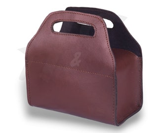 Handmade Customized Dark Brown Cowhide leather Cartridge Bag -Hunting Bag Shooting Bag Gun Shell Holder Ammunition Bag Gift For Hunters