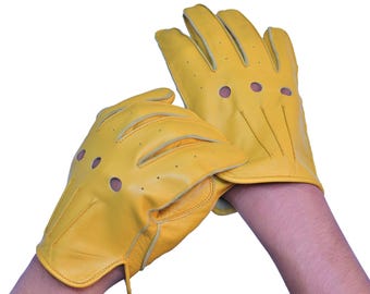 Real Leather Handmade Unisex Driving Gloves - Customized Leather Driving Gloves, Personalized Driving Gloves , Christmas Gift for Car lovers