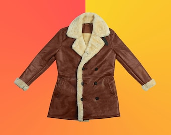 Women's Genuine Vintage Leather Shearling Fur Jacket - Goatskin Leather Shearling Fur Jacket, Ivrin Shearling Fur Jacket - Gift for Her