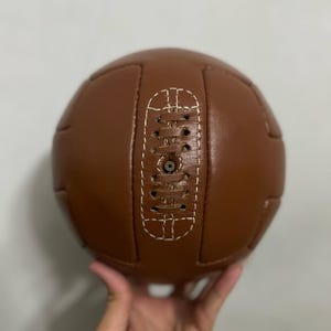 Handmade Leather Soccer Ball – 1930s World Cup T-Panel Style – Vintage Football Collectible – Custom Gift for Him – Size 5, Gift for Dad