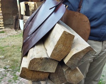 Customized Leather Firewood Log Carrier with brass hardware, Water proof heavy duty indoor outdoor log carrier firewood tote Gift for dad
