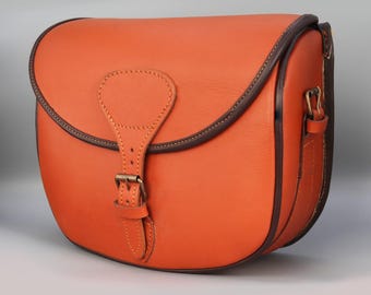 Handmade Dark Tan Leather Cartridge Bag for Hunters, Customized Shell Bag, Personalized Shooting Bag, Hunting bag Gift for Hunters