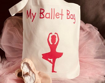 Ballerina Silhouette White Canvas Tote Bag: Ballet Dance Bag