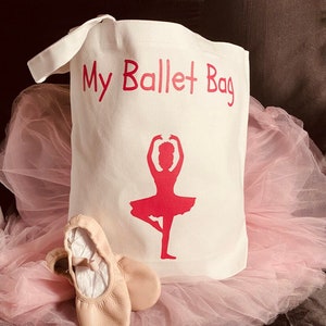 White Canvas Tote Ballet Bag with Ballerina Silhouette| Perfect for Young Dancers| Dance bag| Ballet Gifts for Kids| Dance Class Essentials