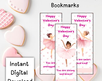 Ballerina Valentine's Day Bookmarks: Kid's Ballet Cards (Digital Download)