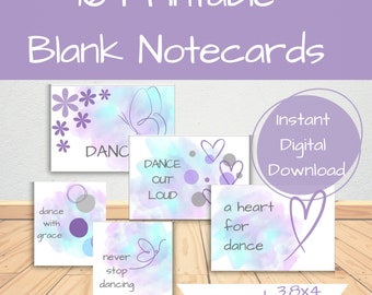 Dance Notecards: Purple Floral Designs, Motivational Message Cards (Digital Download)