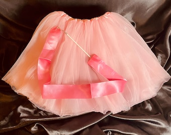 Pink Ballet Tutu Skirt with Ribbon: Ballerina Dance Costume