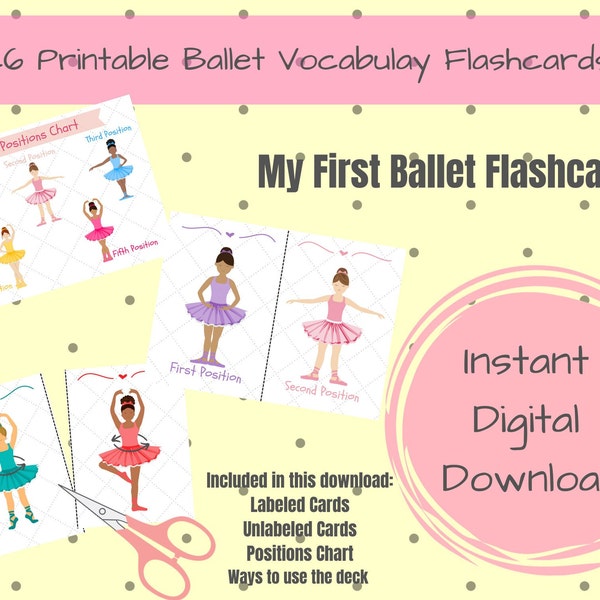 26 Printable Download Flashcards for Preschool and School Aged ballet dance classes