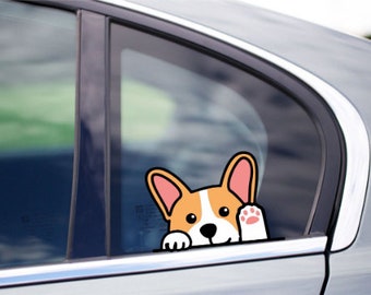 Niedliche Hallo Corgis Peeking Peek Peekabo Peekers Stoßstange Fenster Vinyl Aufkleber Welpe Aufkleber