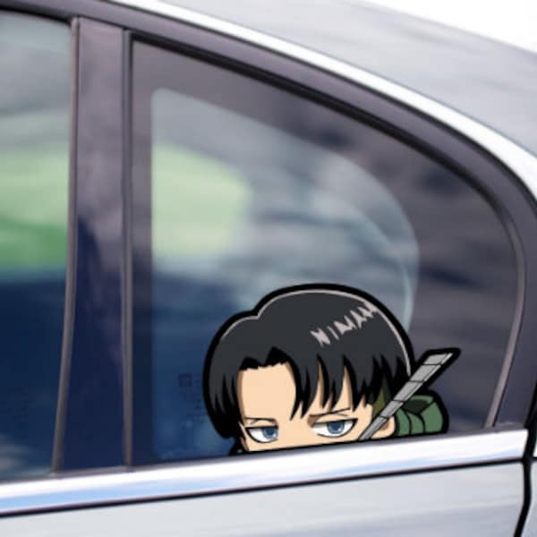 Levi Sword Fighter Peeking Peek Peekabo Peekers Stoßstange Fenster Vinyl Aufkleber Coole Anime Angriff Aufkleber