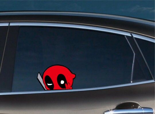 Deadpool Making Heart Sign New Design Car Truck SUV Decal Sticker  5.5Silver/RED