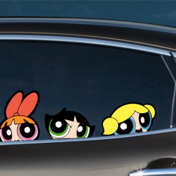 The Power Girls Peeking Peek Peekabo Peekers Bumper Window Vinyl Decal Anime Cartoon Stickers Meme