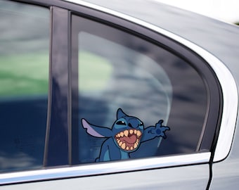Niedliche Stitch Winken Hallo von Lilo und Stitch Peeking Peek Peekabo Peekers Auto Fenster Vinyl Aufkleber Disney Film Aufkleber