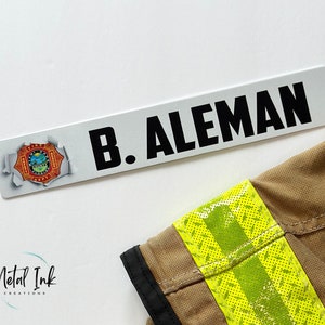 Firefighter Locker Name Tag | Firehouse Name Plate | Personalized Metal Nameplate Firefighter Gift | Gear Locker Tag | Fire Department Sign