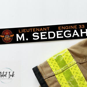 Firefighter Locker Tag | Firehouse Name Plate for Locker | Full Color Metal Nameplate | Firefighter Gift | Hazmat Skull | Gear Locker Tag