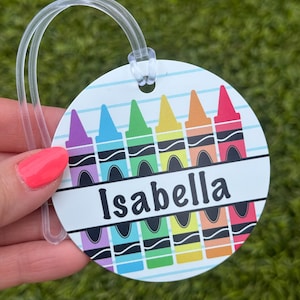 Étiquette personnalisée pour sac à dos | étiquette de sac circulaire pour enfant pour l'école | Étiquette d'identification personnalisée pour boîte à lunch | Retour à l'école | Bijoux de sac | Préscolaire Maternelle